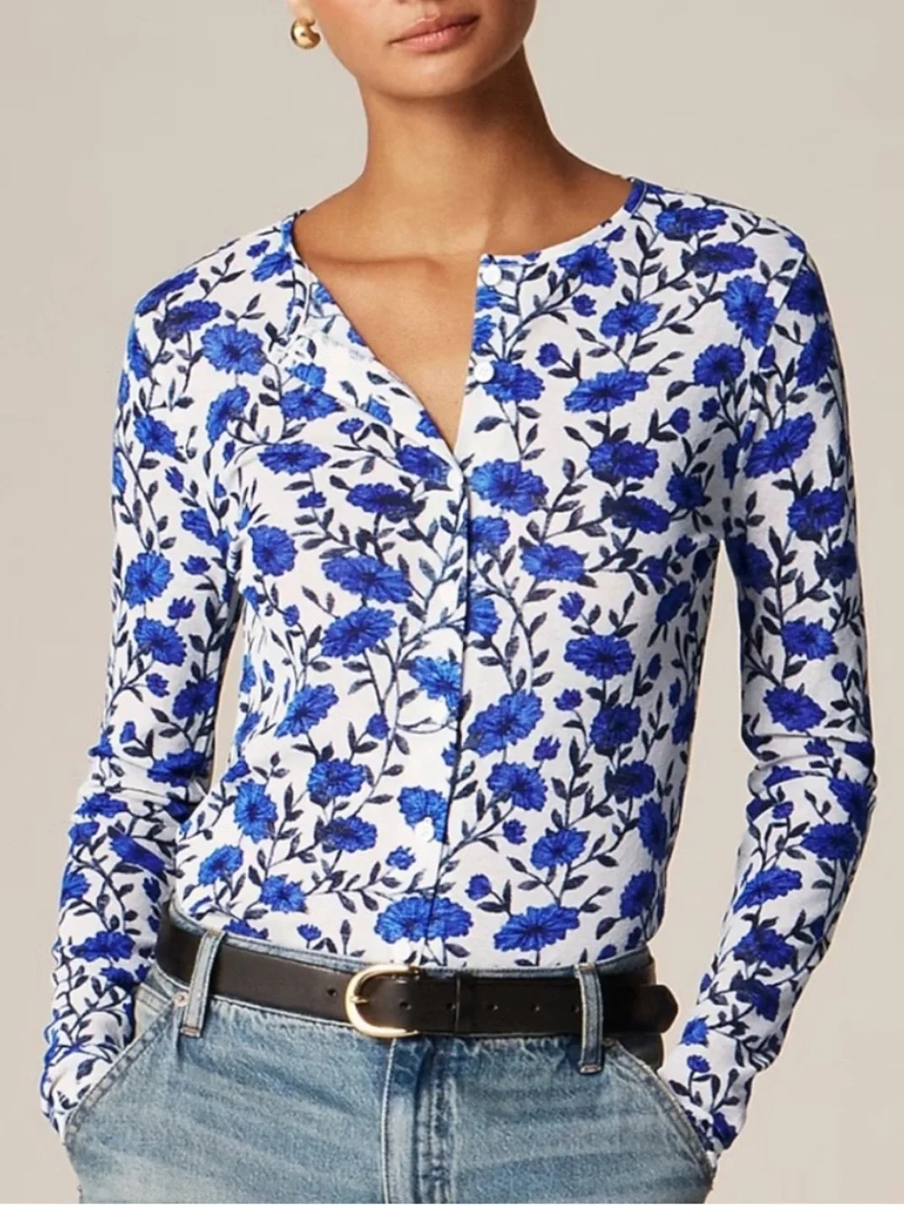 NWT J. Crew Sheer Mesh Floral Cardigan In Blue/White (Small)